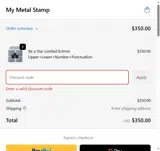 Metalshop10 coupon verification screenshot