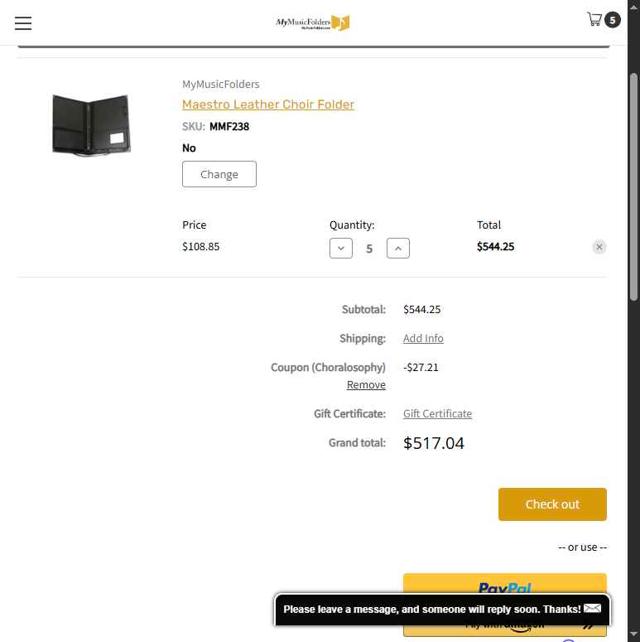 My Music Folders checkout page showing My Music Folders promo code box | Screenshot taken by SimplyCodes community member on Jun 5, 2025