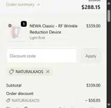 NEWA coupon verification screenshot