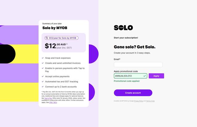 MYOB AU checkout page showing MYOB AU promo code box | Screenshot taken by SimplyCodes community member on Aug 21, 2025