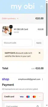 MY OBI coupon verification screenshot