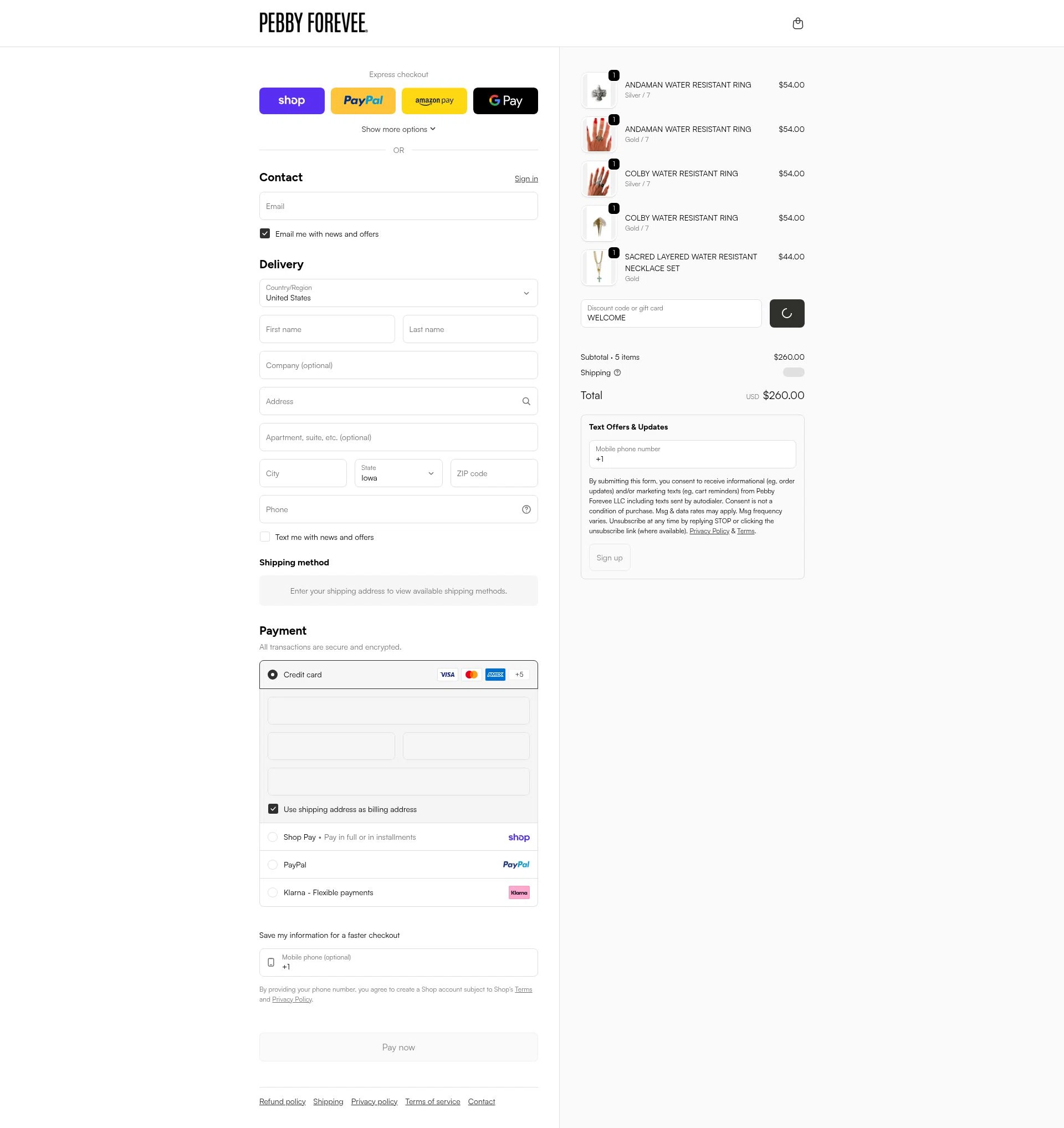 My Pebby Forevee checkout page showing My Pebby Forevee promo code box | Screenshot taken by SimplyCodes community member on Feb 9, 2026