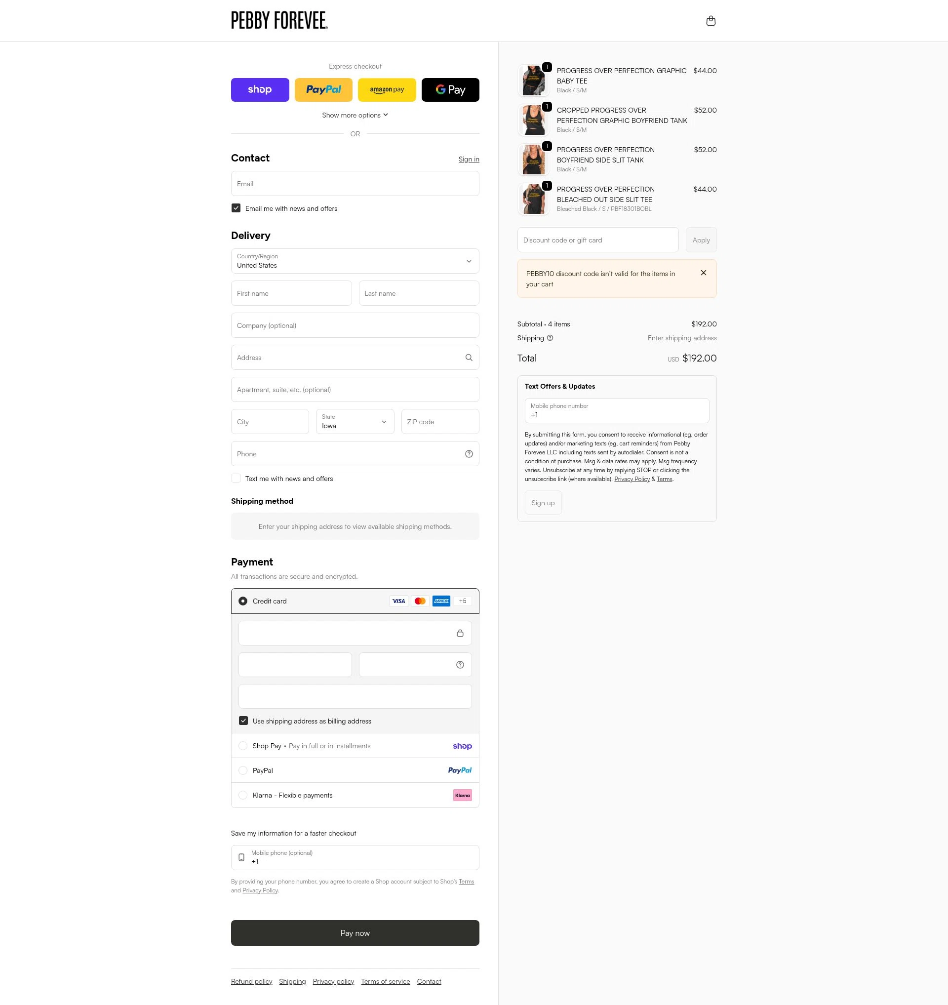 My Pebby Forevee checkout page showing My Pebby Forevee promo code box | Screenshot taken by SimplyCodes community member on Jan 31, 2026