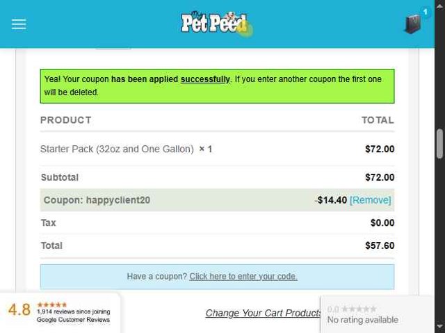 My Pet Peed checkout page showing My Pet Peed coupon code box | Screenshot taken by SimplyCodes community member on Jul 25, 2025