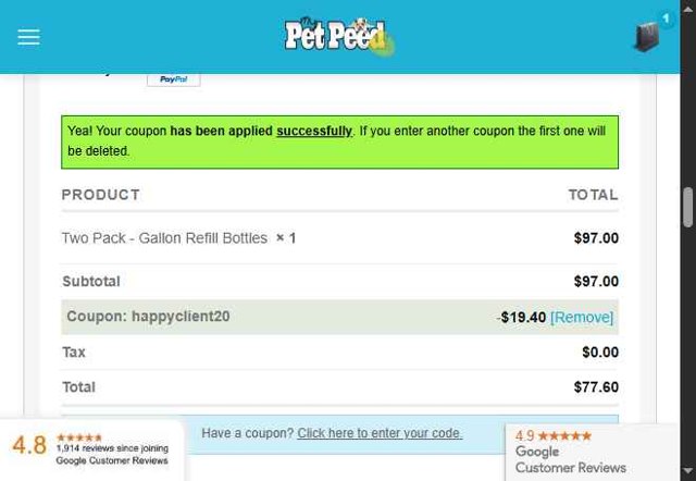 My Pet Peed checkout page showing My Pet Peed coupon code box | Screenshot taken by SimplyCodes community member on Jul 25, 2025
