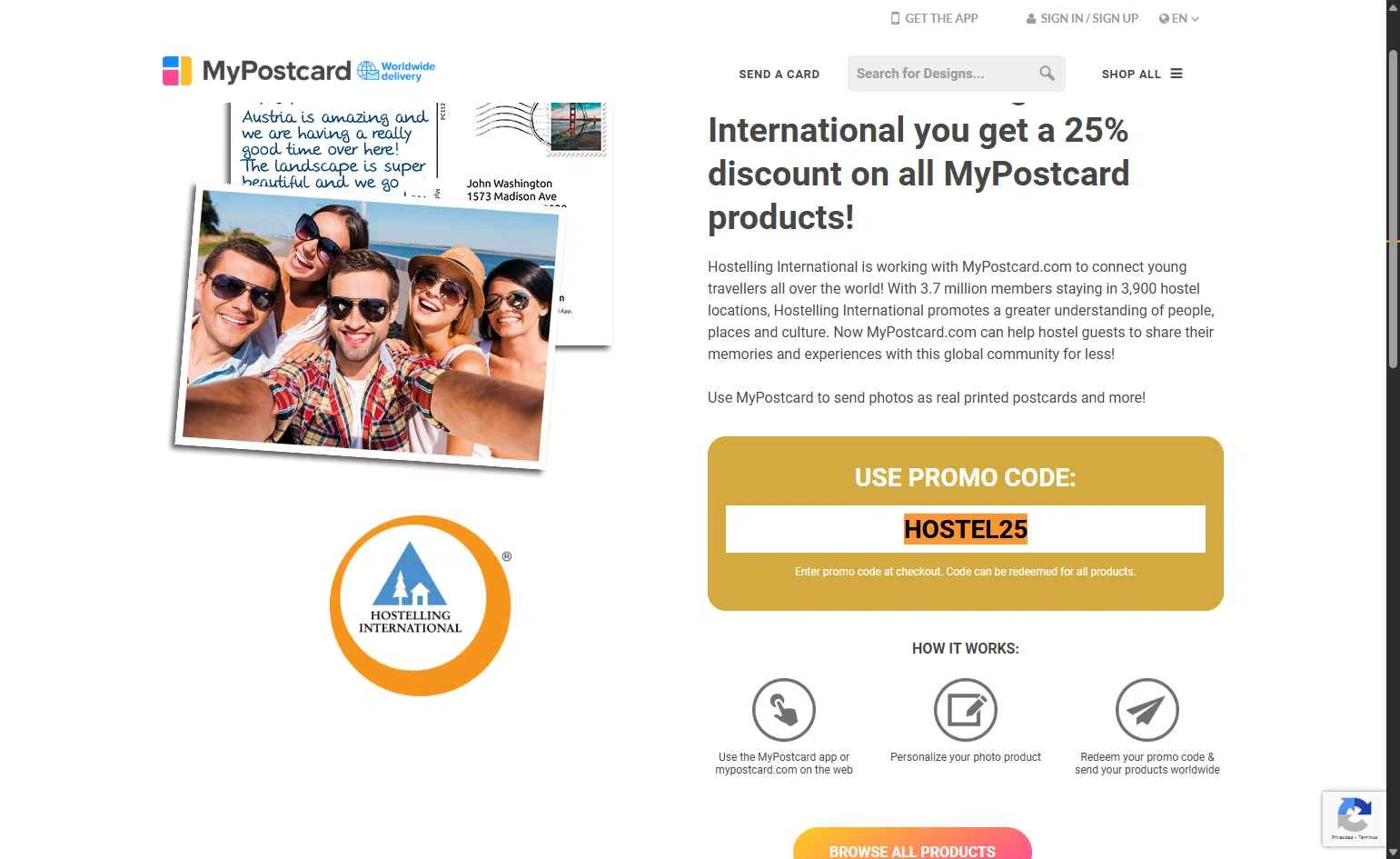 MyPostcard checkout page showing MyPostcard promo code box | Screenshot taken by SimplyCodes community member on Sep 8, 2025
