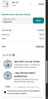 Power Peptides coupon verification screenshot