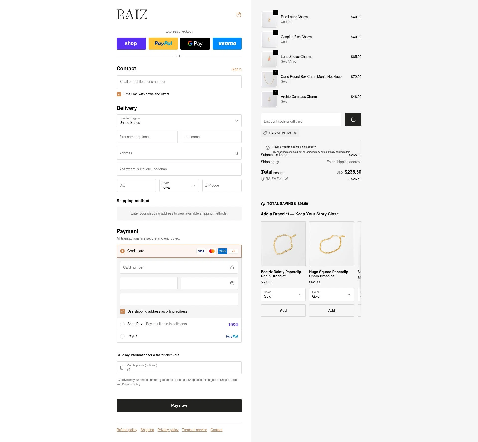 Raiz checkout page showing Raiz promo code box | Screenshot taken by SimplyCodes community member on Feb 9, 2026