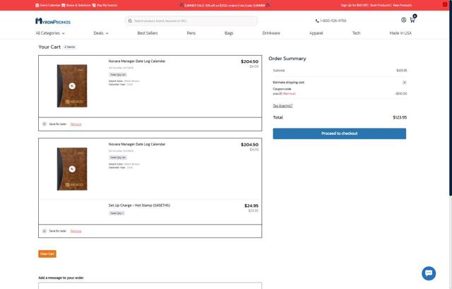 Myron checkout page showing Myron promo code box | Screenshot taken by SimplyCodes community member on Jul 9, 2025