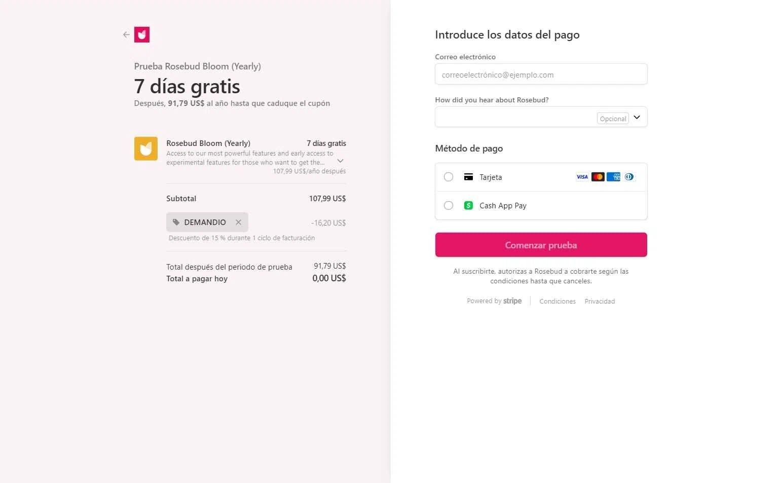 Rosebud checkout page showing Rosebud promo code box | Screenshot taken by SimplyCodes community member on Sep 4, 2025