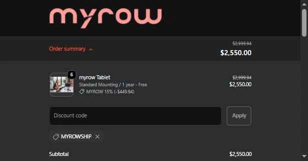 myrow checkout page showing myrow promo code box | Screenshot taken by SimplyCodes community member on Jan 27, 2026