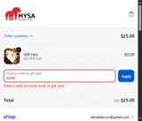 MYSA Natural Wine coupon verification screenshot