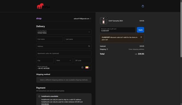 MYSA Natural Wine checkout page showing MYSA Natural Wine promo code box | Screenshot taken by SimplyCodes community member on Oct 6, 2025