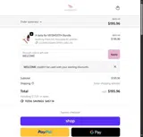 WELCOME coupon verification screenshot