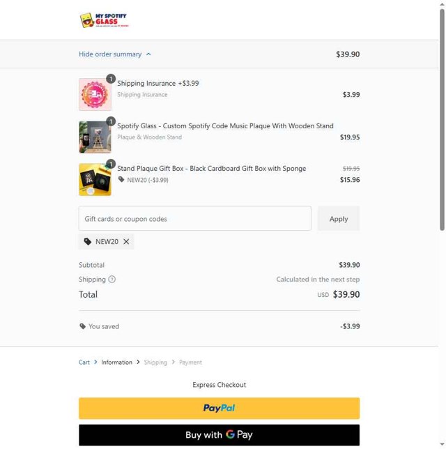MySpotifyGlass checkout page showing MySpotifyGlass coupon code box | Screenshot taken by SimplyCodes community member on Sep 6, 2025