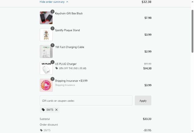 MySpotifyGlass checkout page showing MySpotifyGlass coupon code box | Screenshot taken by SimplyCodes community member on Aug 11, 2025