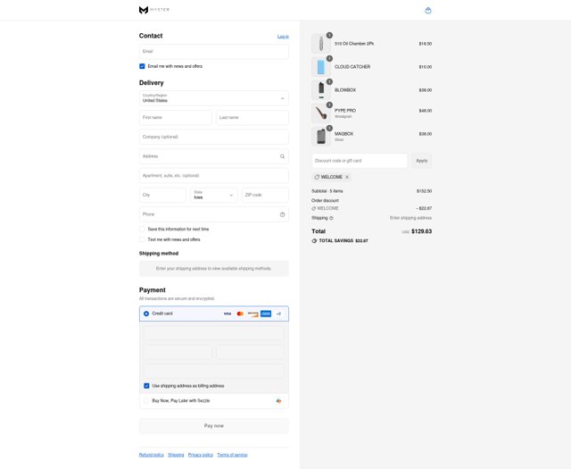 Myster checkout page showing Myster discount code box | Screenshot taken by SimplyCodes community member on Sep 8, 2025