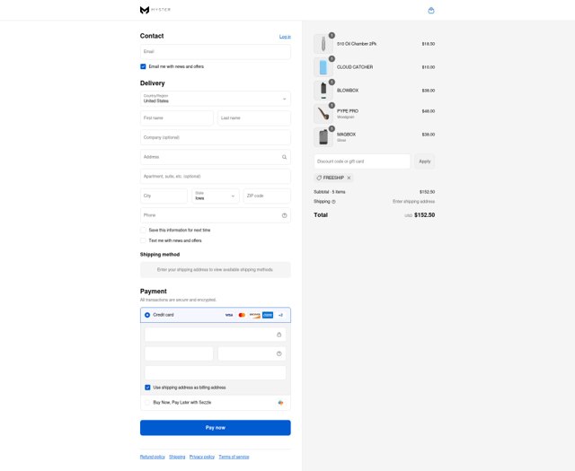 Myster checkout page showing Myster discount code box | Screenshot taken by SimplyCodes community member on Sep 8, 2025
