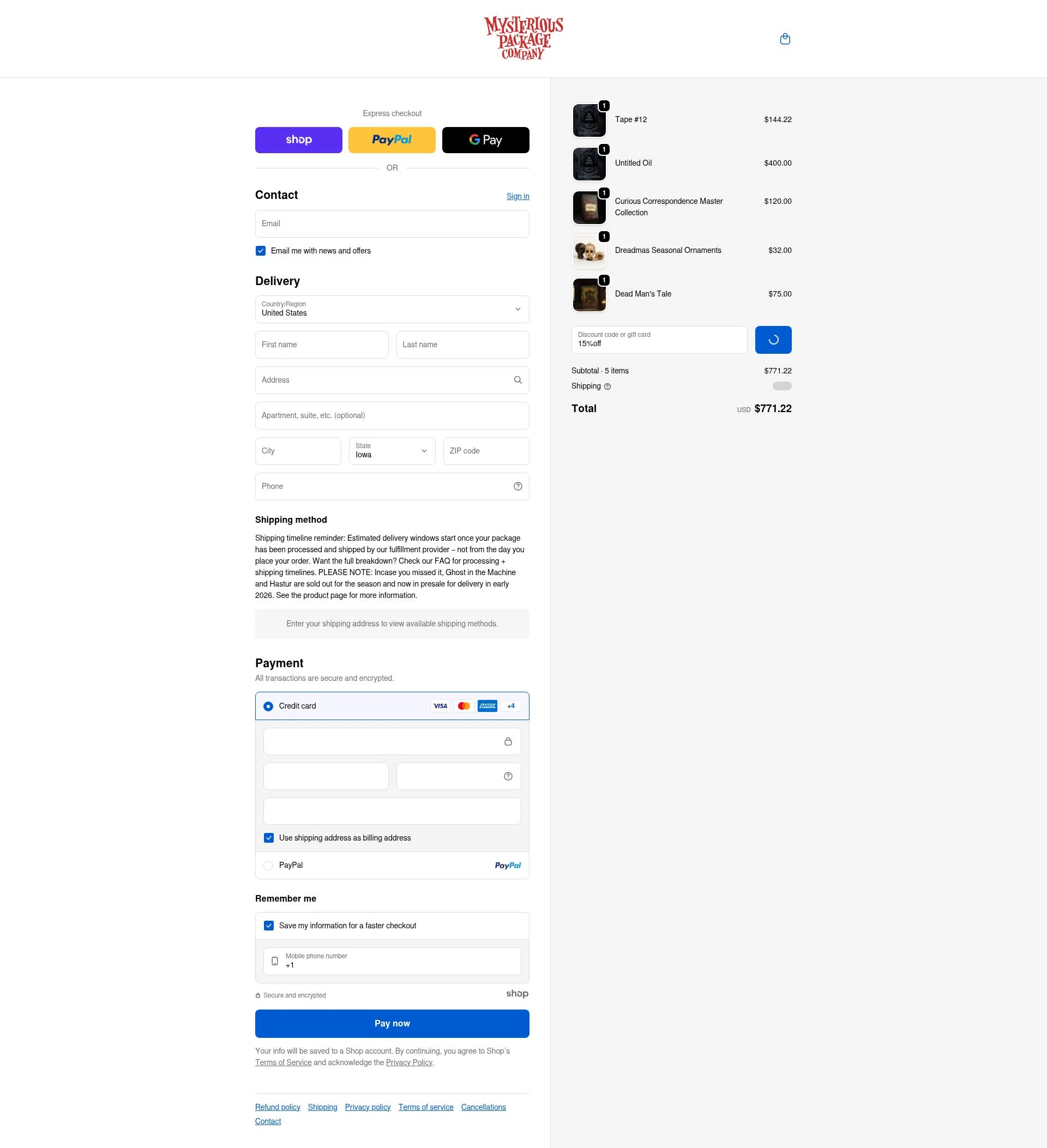 Mysterious Package checkout page showing Mysterious Package promo code box | Screenshot taken by SimplyCodes community member on Dec 27, 2025