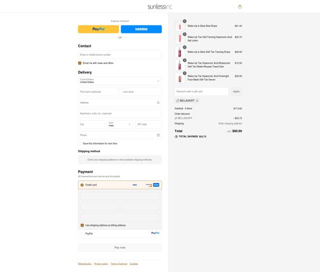 Mystic Tan checkout page showing Mystic Tan coupon code box | Screenshot taken by SimplyCodes community member on Sep 12, 2025