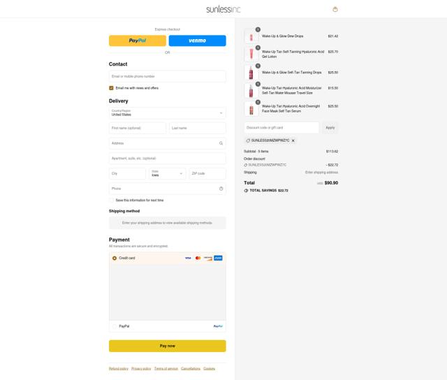 Mystic Tan checkout page showing Mystic Tan coupon code box | Screenshot taken by SimplyCodes community member on Sep 4, 2025