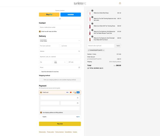 Mystic Tan checkout page showing Mystic Tan coupon code box | Screenshot taken by SimplyCodes community member on Sep 4, 2025