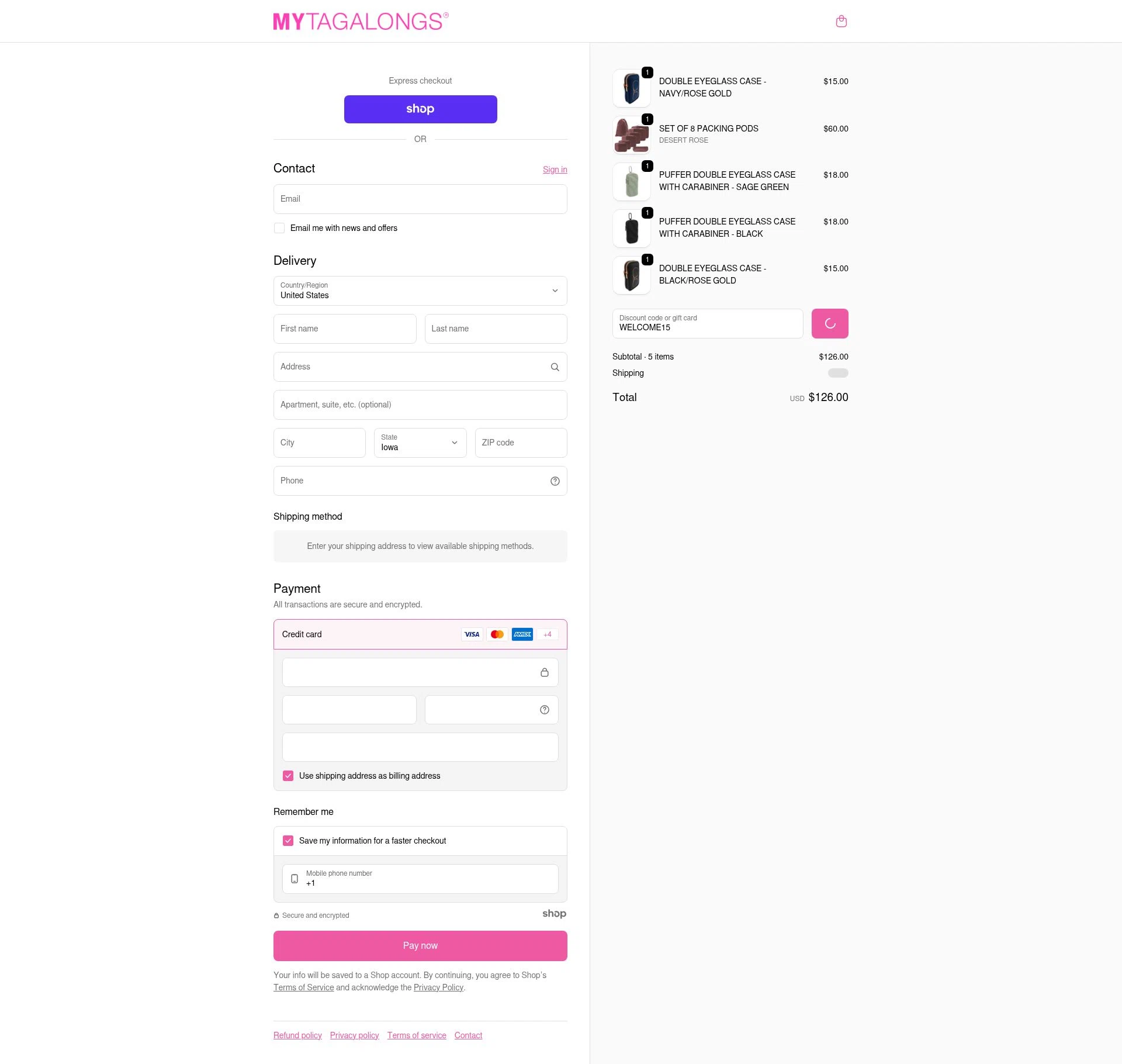Mytagalongs checkout page showing Mytagalongs discount code box | Screenshot taken by SimplyCodes community member on Jan 2, 2026