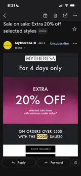 SALE20 coupon verification screenshot