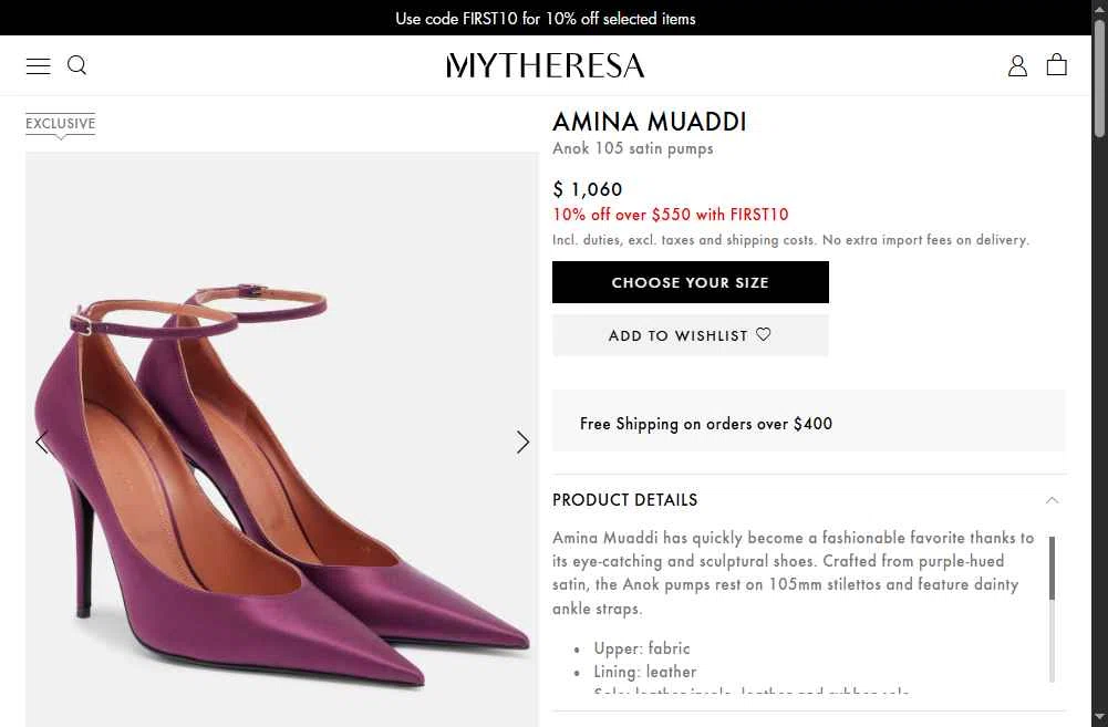 Mytheresa checkout page showing Mytheresa promo code box | Screenshot taken by SimplyCodes community member on Jan 12, 2026