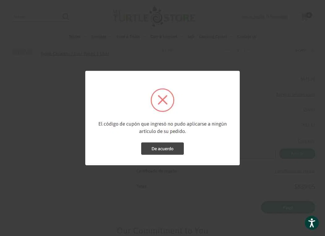 MyTurtleStore checkout page showing MyTurtleStore coupon code box | Screenshot taken by SimplyCodes community member on Sep 6, 2025