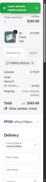 FEBWELLNESS26 coupon verification screenshot
