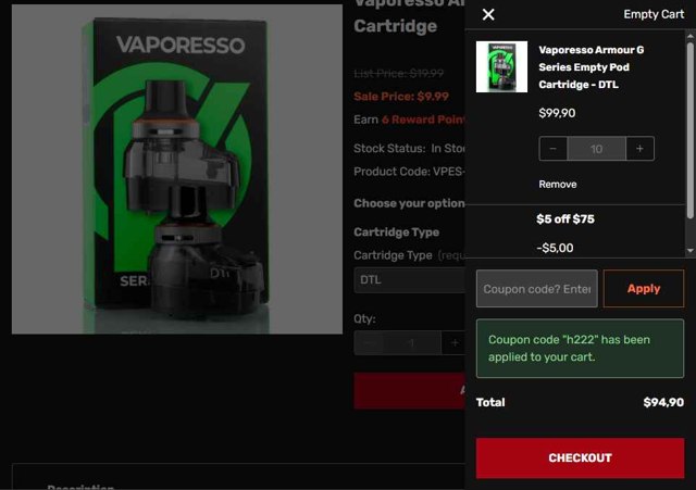 MyVaporStore checkout page showing MyVaporStore coupon code box | Screenshot taken by SimplyCodes community member on Jul 28, 2025