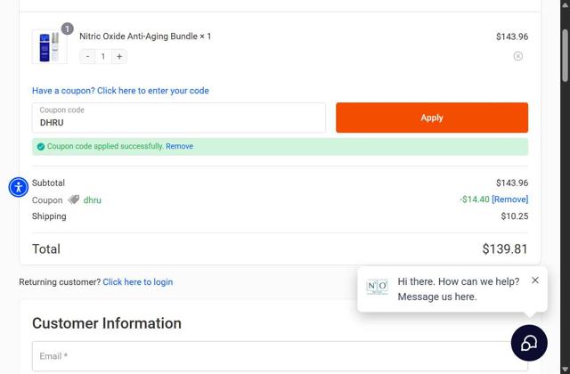 N1o1 checkout page showing N1o1 coupon code box | Screenshot taken by SimplyCodes community member on Sep 12, 2025