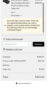 NRXGAUIRTD coupon verification screenshot