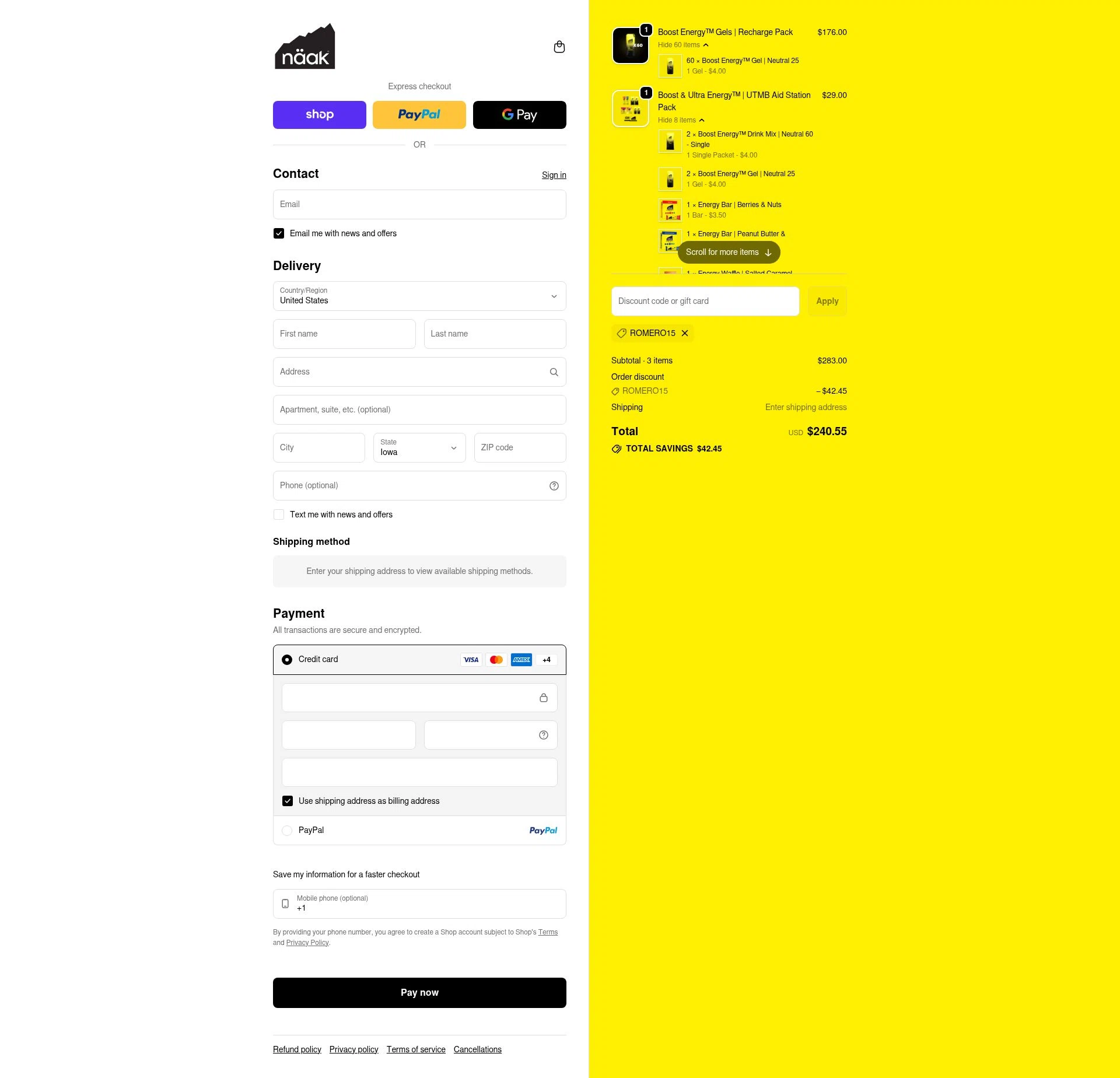Naak checkout page showing Naak discount code box | Screenshot taken by SimplyCodes community member on Feb 9, 2026