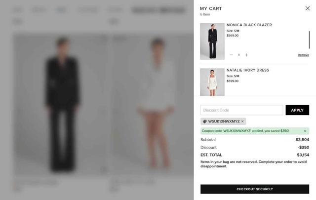 Nadine Merabi checkout page showing Nadine Merabi discount code box | Screenshot taken by SimplyCodes community member on Aug 30, 2025