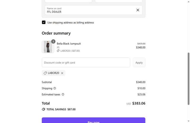 Nadine Merabi checkout page showing Nadine Merabi discount code box | Screenshot taken by SimplyCodes community member on Aug 30, 2025