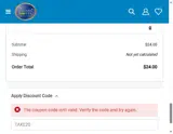 TAKE20 coupon verification screenshot