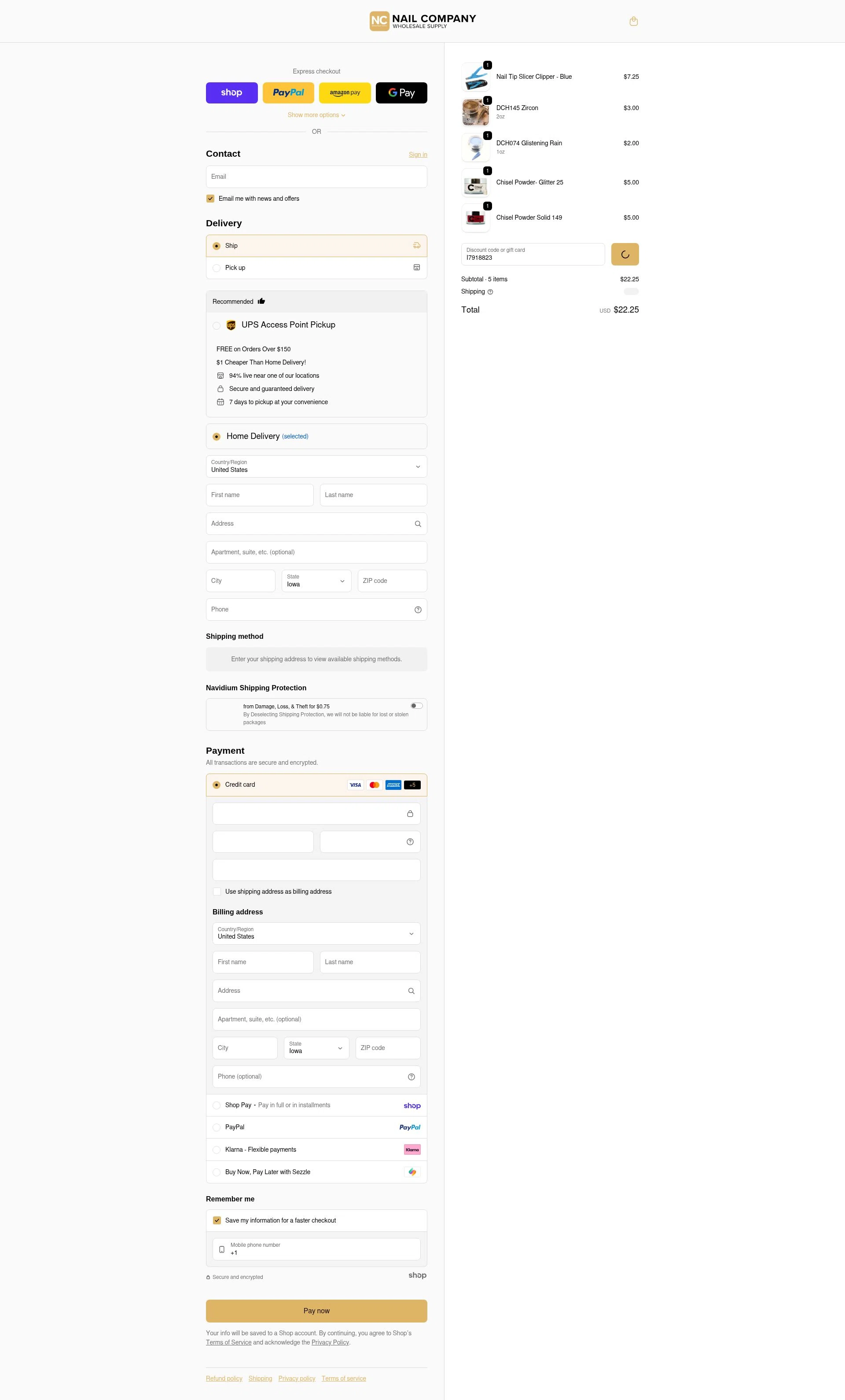 Nail Company checkout page showing Nail Company discount code box | Screenshot taken by SimplyCodes community member on Jan 22, 2026