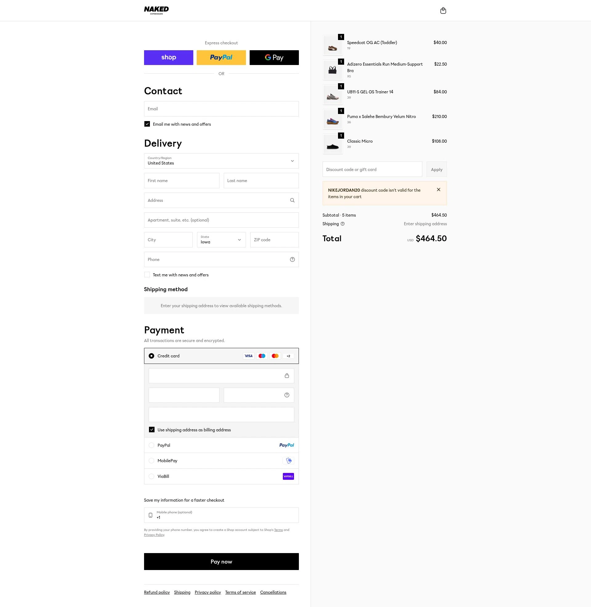 Naked Cph checkout page showing Naked Cph promo code box | Screenshot taken by SimplyCodes community member on Feb 8, 2026