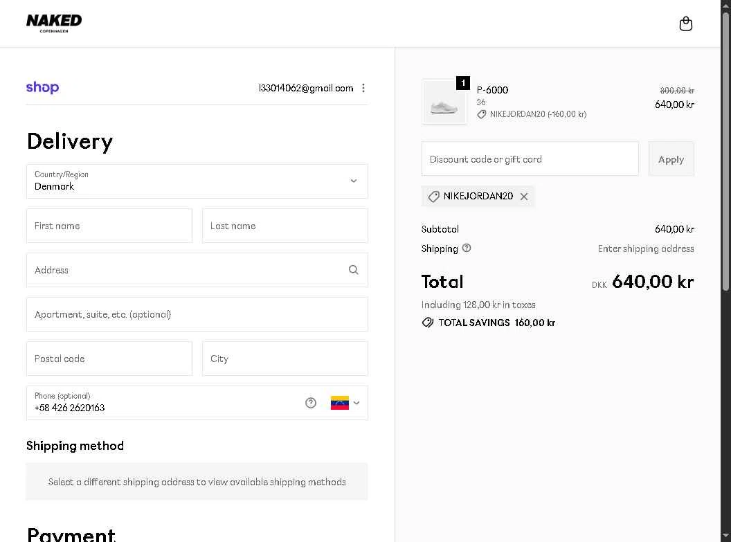 Naked Cph checkout page showing Naked Cph promo code box | Screenshot taken by SimplyCodes community member on Jan 31, 2026
