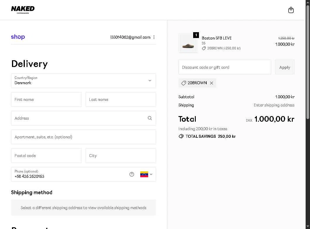 Naked Cph checkout page showing Naked Cph promo code box | Screenshot taken by SimplyCodes community member on Nov 6, 2025