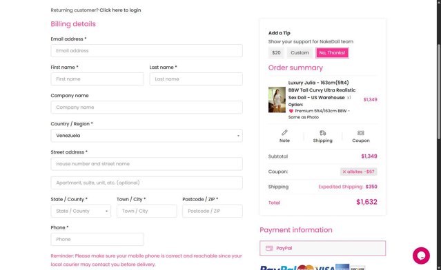 NakeDoll checkout page showing NakeDoll promo code box | Screenshot taken by SimplyCodes community member on Sep 3, 2025