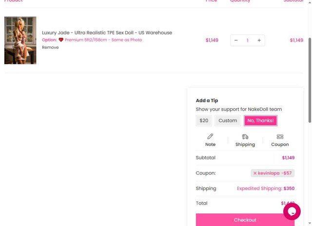 NakeDoll checkout page showing NakeDoll promo code box | Screenshot taken by SimplyCodes community member on Sep 2, 2025