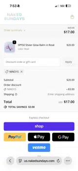 NINO15 coupon verification screenshot