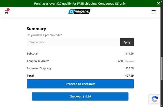 Nalgene checkout page showing Nalgene promo code box | Screenshot taken by SimplyCodes community member on Jul 16, 2025