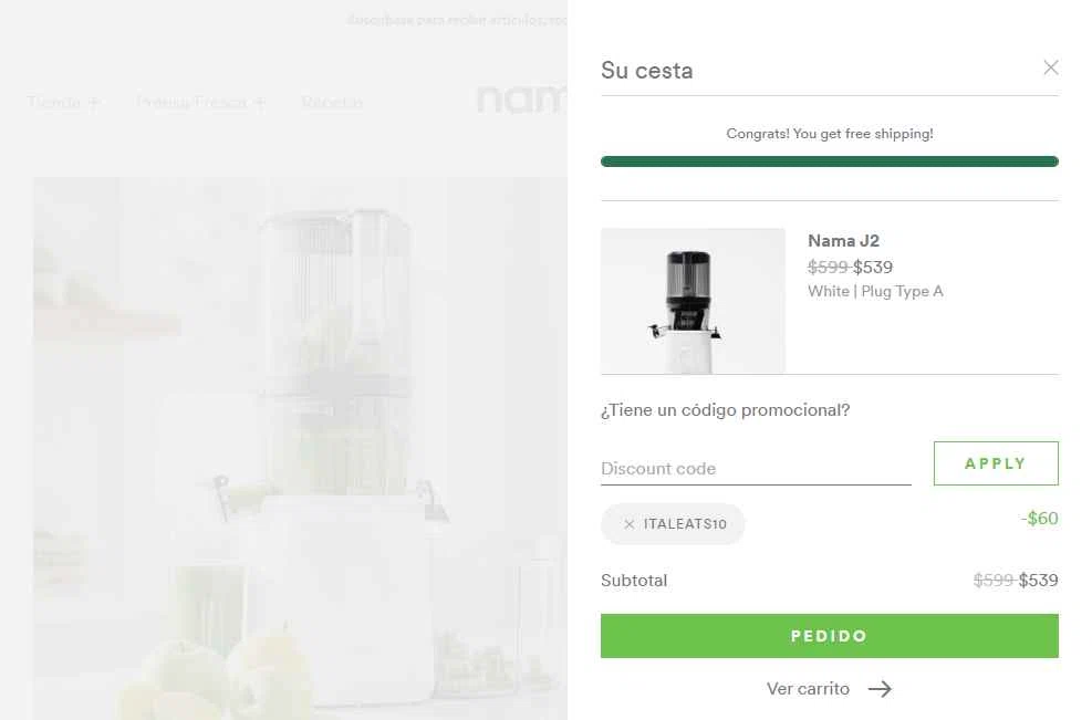 Nama Well checkout page showing Nama Well discount code box | Screenshot taken by SimplyCodes community member on Feb 6, 2026