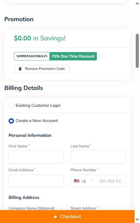 Name Hero checkout page showing Name Hero promo code box | Screenshot taken by SimplyCodes community member on Oct 3, 2025
