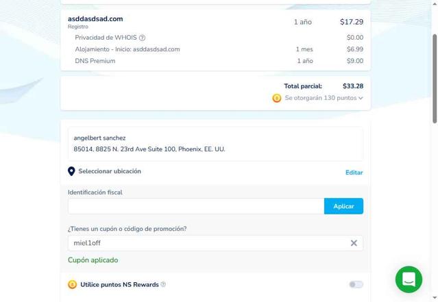 Namesilo checkout page showing Namesilo promo code box | Screenshot taken by SimplyCodes community member on Sep 6, 2025