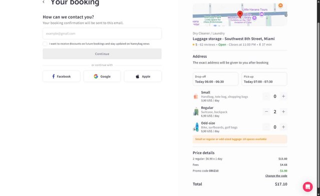 Nannybag checkout page showing Nannybag promo code box | Screenshot taken by SimplyCodes community member on May 19, 2025